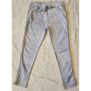 Femme Fatale Pants Womens Medium Gray Studded Jogger Made In Italy Tapered